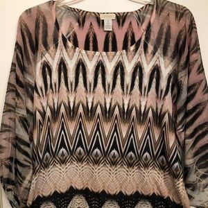 Chico's Printed Pink, Cream, and Brown Blouse